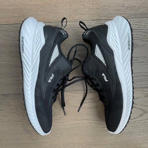 Fila Trazoros Energized 2 Athletic Lo Cut Lace Up Sneakers Black + White Sz 9 - Picture 6 of 11